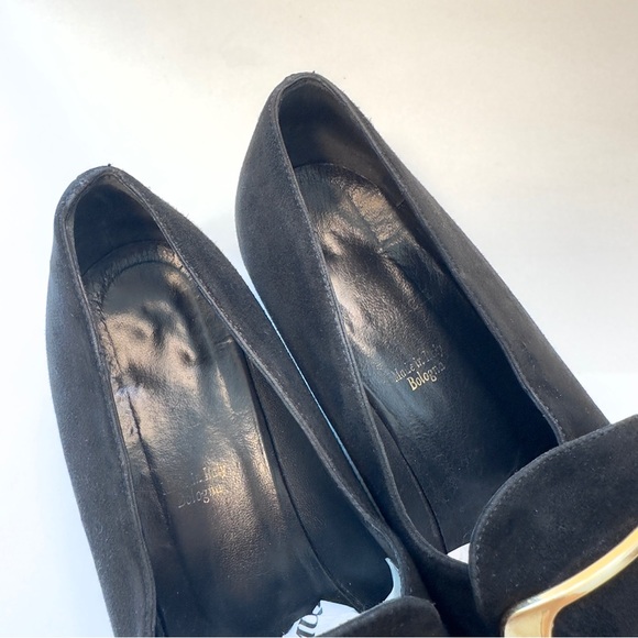 Bruno Magli Women’s Black Suede Loafers with Gold Buckle – Made in Italy - Picture 5 of 7